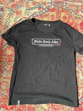 Men's Black V-Neck Graphic Tee